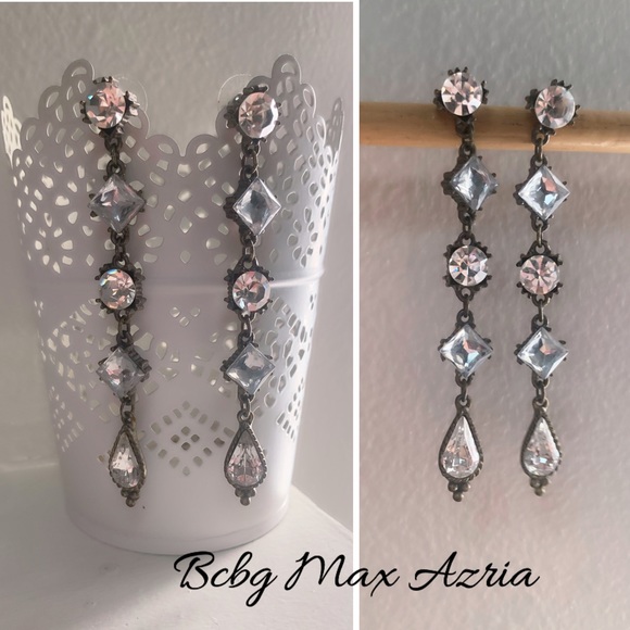 BCBGMaxAzria Jewelry - Gorgeous Bcbg Max Azria Long Rhinestone Crystal Statement Earrings